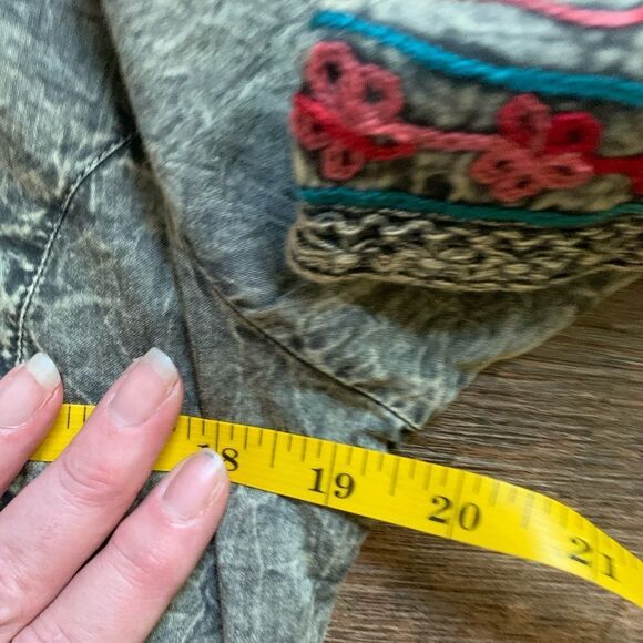 PARSLEY & SAGE embroidered tunic top blouse boho chic grey teal red sz S NWT - Picture 12 of 15